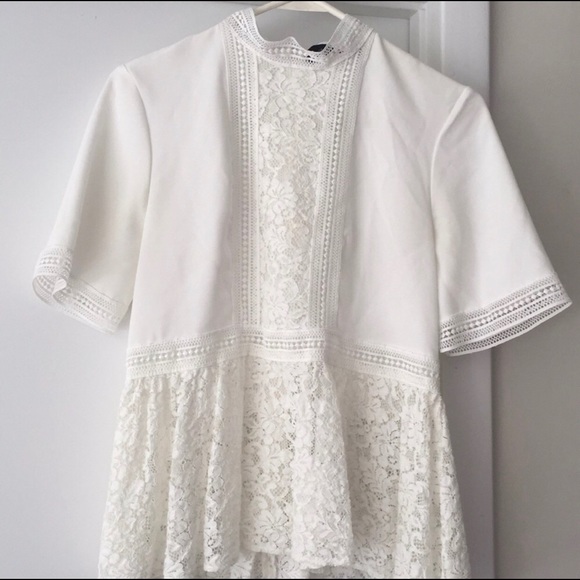 Zara elegant white lace peplum top - Picture 4 of 8